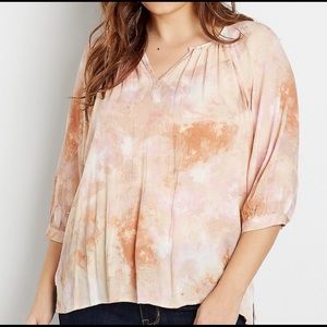 Maurice’s- tie dye peasant blouse, pastel pink/orange size 2X, New w/tags